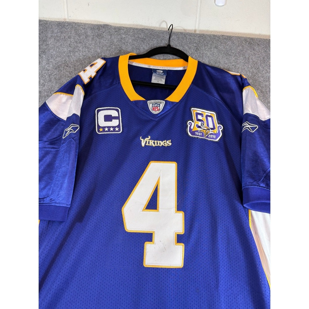 Minnesota Vikings Brett Favre #4 Reebok 50th Anniversary Jersey Mens 52 Stitched